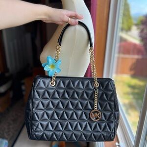 Michael Kors Black and Gold Quilted Bag